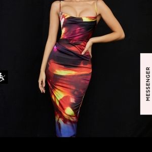 Mitzi Printed Corset Midi Dress